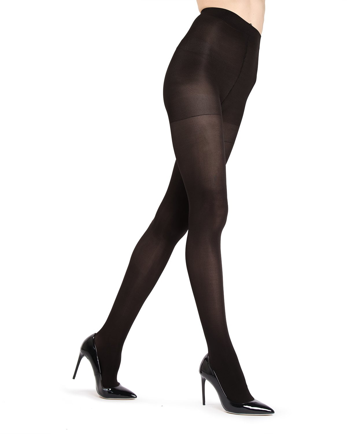 high gloss black opaque tights