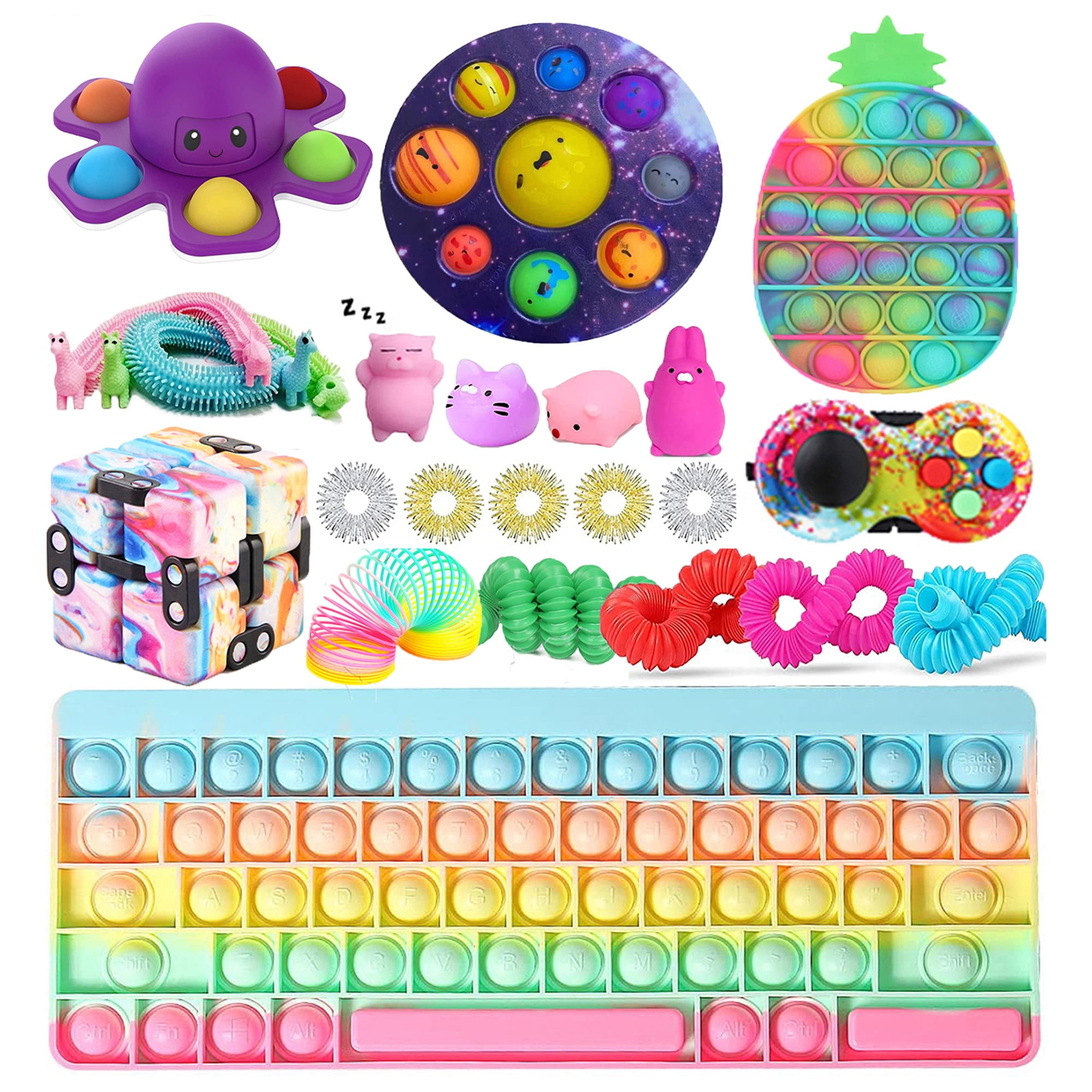 Michellecmm Fidget Toys Pack Fidget Pack Big Sensory Keyboard Fidget
