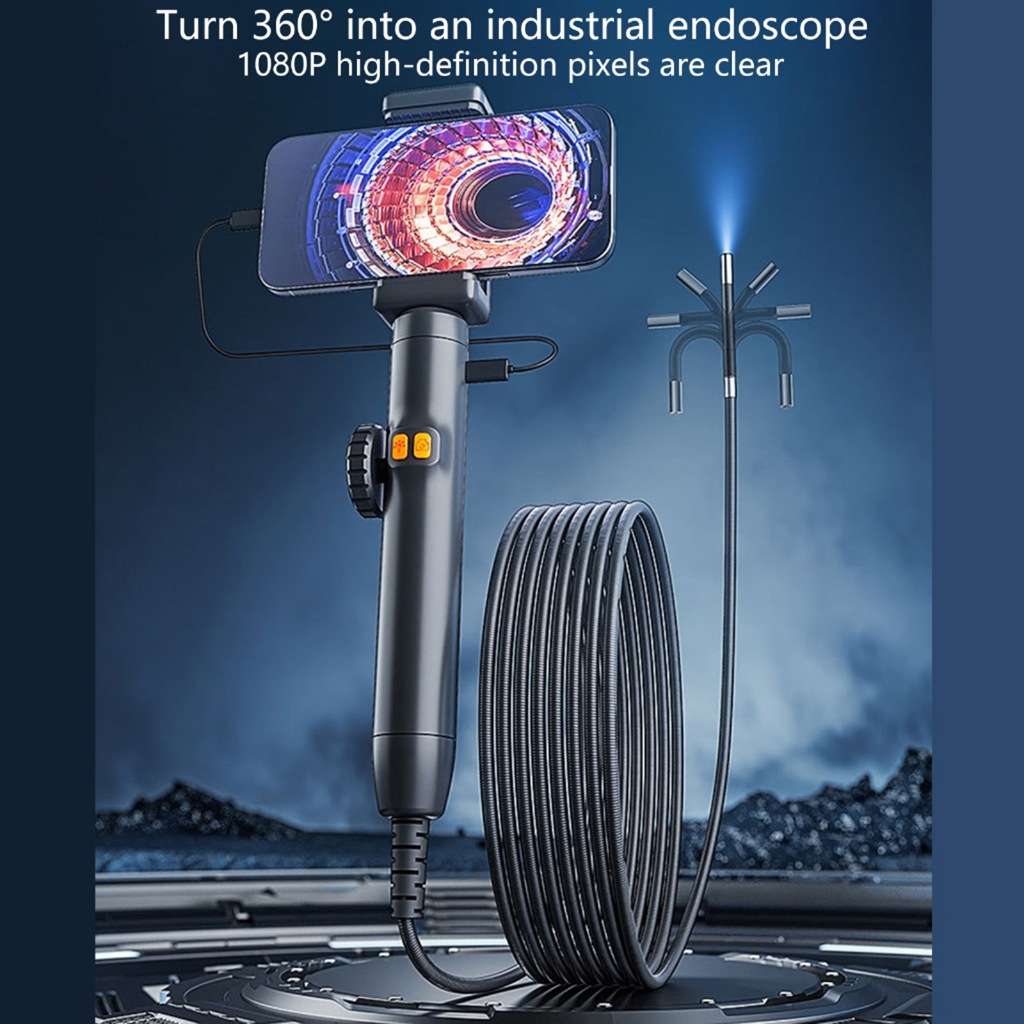 Industrial Endoscope Inspection Camera 6mm/8mm Lens Borescope Camera with Adjustable Light Flexible Endoscope Camera