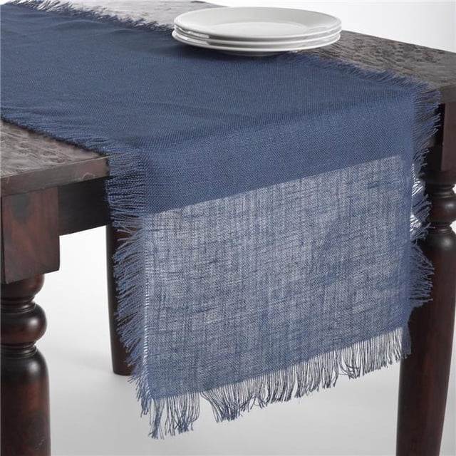 SARO Chemin de Table Rectangulaire à Franges en Jute 20 x 108 Po - Naturel