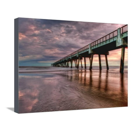 Home Decor Jacksonville Fl Jacksonville, Fl: Sunrise Colors the Skies at the Pier Stretched Canvas Print Wall Art By Brad Beck ()