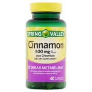 Spring Valley Cinnamon Plus Chromium Capsules, 500 mg, 60 Ct