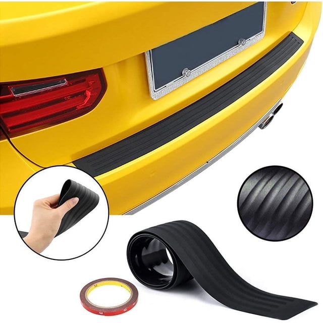 Protector de parachoques trasero de goma antiarañazos, adhesivos universales negros para umbral de puerta de coche, SUV y furgoneta (35,4 x 3,14 pulgadas)
