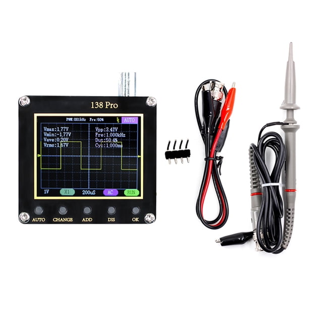 crativent 2.4 Inch Handheld Automatic Adjustable Digital Display Oscilloscope Type-c 200Khz Square Wave Output Oscilloscopes High-end