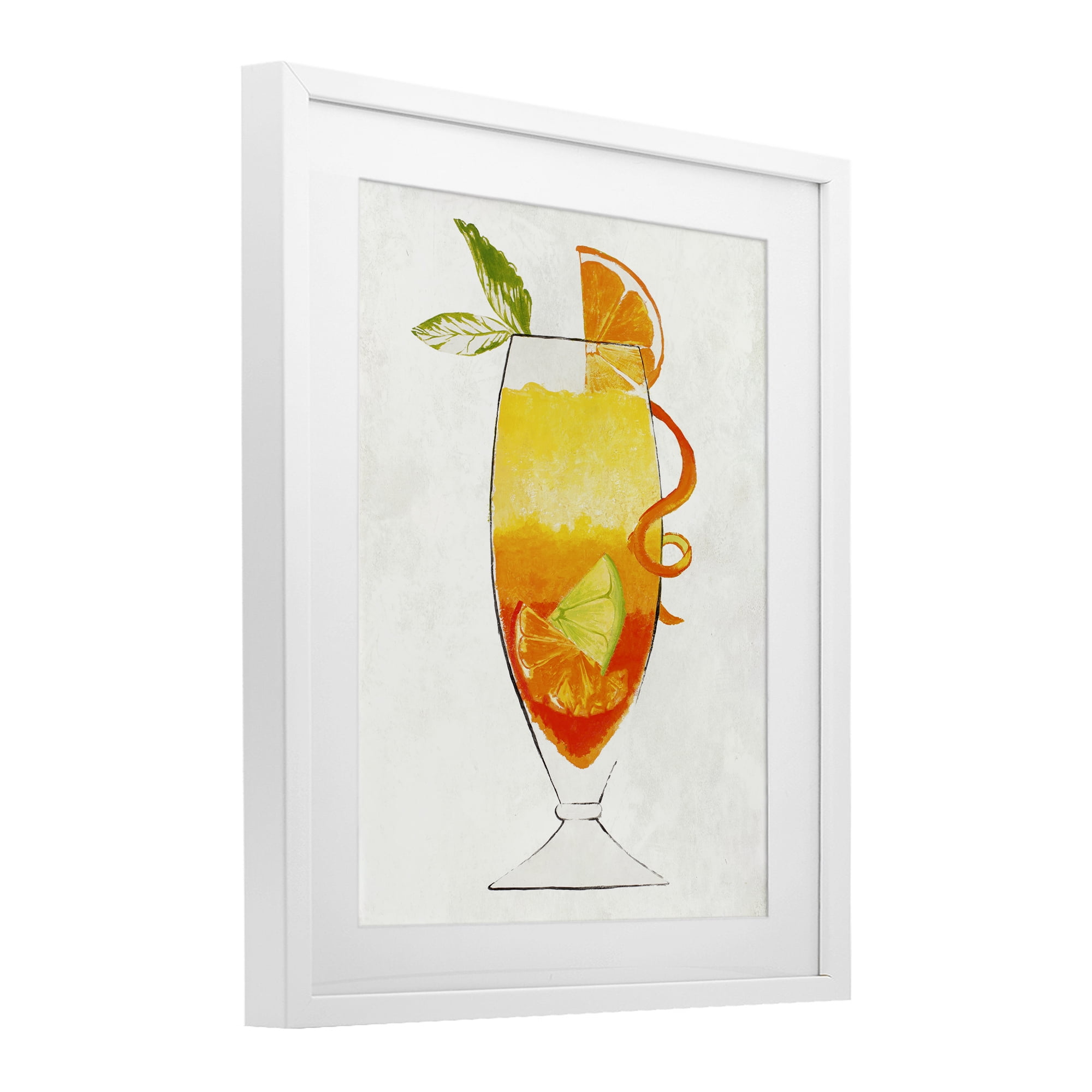 Stupell Industries Summer Cocktail Orange Fruit White Framed Print Under Glass, design by Lorenzo Collective