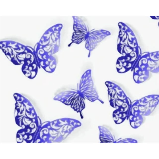 72pzs Xtellar Mariposas Decorativas 3d Pared Metalicos Color Azul