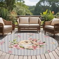 thumbnail image 4 of Round Area Rug 7 Ft, Spring Easter Bunny Washable Non-Slip Circle Carpet for Living Room/Bedroom, Grey Buffalo Plaid Pink Tulips Low-Profile Large Runner Mat Collection Rugs for Indoor, 4 of 8