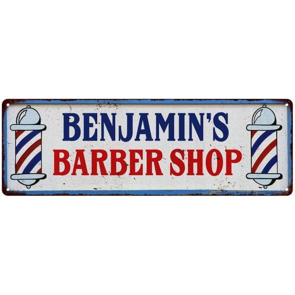 BENJAMIN'S Barber Shop Hair Salon Gift Metal Sign Retro 6x18 206180031038