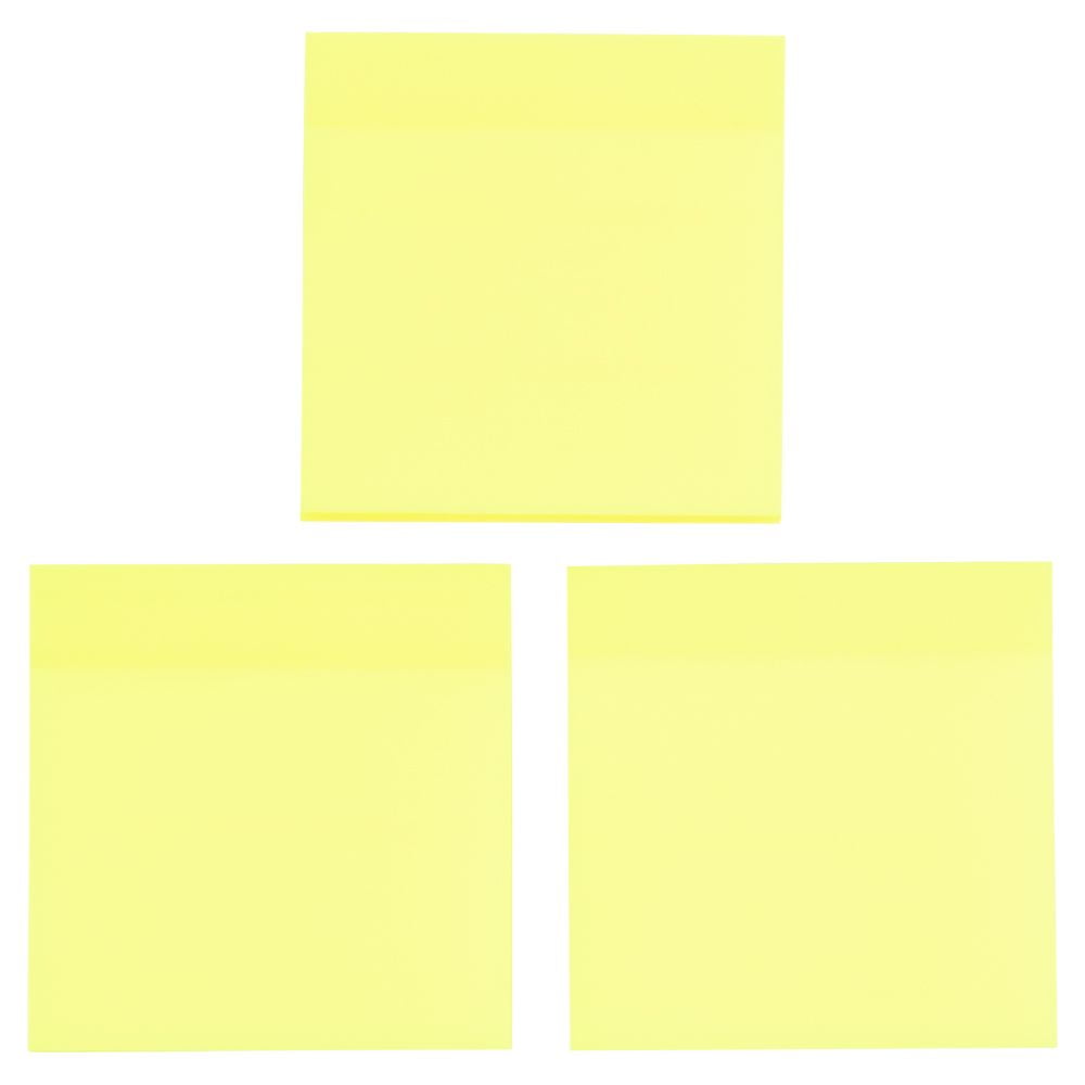 JAM Paper Transparent Sticky Note Pad, Yellow, 3 x 3, 300 Sheets/Pack