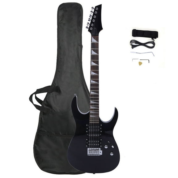 Novice Entry Level 170 Electric Guitar HSH Pickup Bag Strap Paddle Rocker Cable Wrench Tool Black