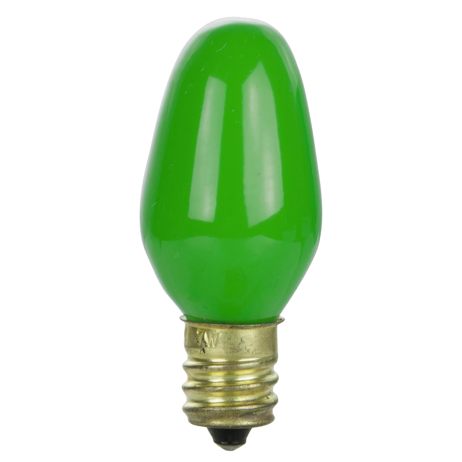 Diodesy 25-Pack C7 Green Incandescent Christmas Light Bulbs - Dimmable Replacement Bulbs, 7 Watts, 30 Lumens with E12 Candelabra Base for Home Decor, Indoor and Outdoor Use