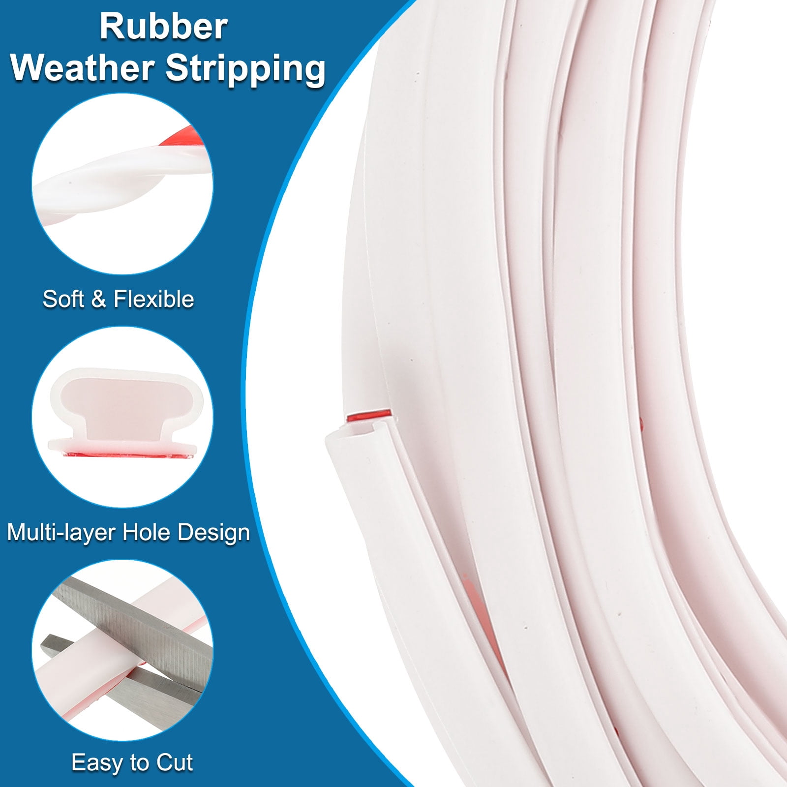Uxcell 26 Ft D Shape Rubber Weather Stripping Door Seal Strip,  White/Red
