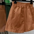 thumbnail image 6 of QUNYINEY Womens Shorts Brown Casual High Waist Bermuda Shorts Cotton Loose Wide Leg Elastic Waist Shorts, 6 of 6