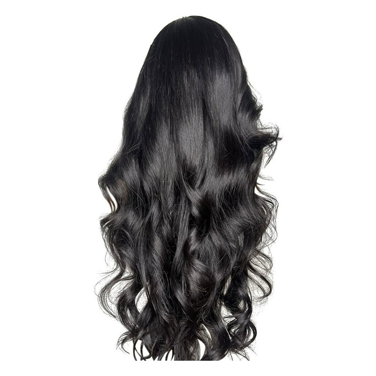 Black Wigs Human Hair Front Lace Large Wave Wig Women s Center