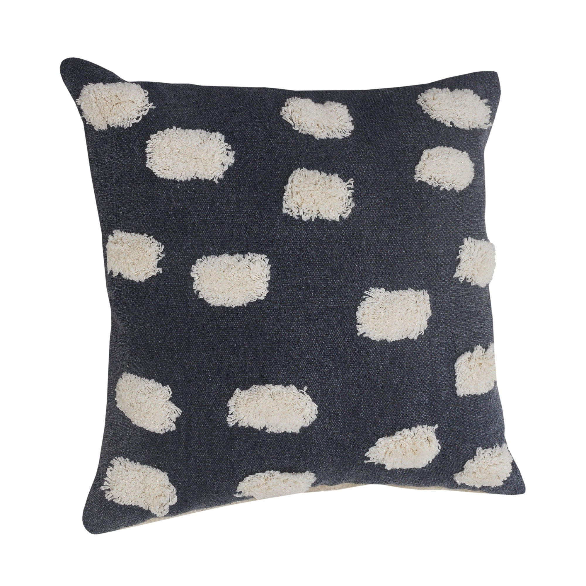 Laddha Home Designs Handwoven Abstract Dot Cotton Throw Pillow Cover - 20" - Blue and White