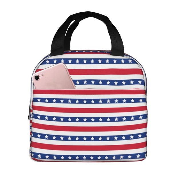 Balery Stars And Stripes Bolsa de Almuerzo Aislada – Caja de Almuerzo con Papel de Aluminio Grueso, Mantiene la Comida Fresca por 4 Horas