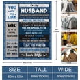 thumbnail image 6 of Father''s Day Blanket Gifts for Husband, Husband Birthday Gift, Top Husbands Gifts from Wife, Best Men''s Christmas Wedding Anniversary Love Birthday Gift for Him Men Husbands Blanket 60"X 50", 6 of 6