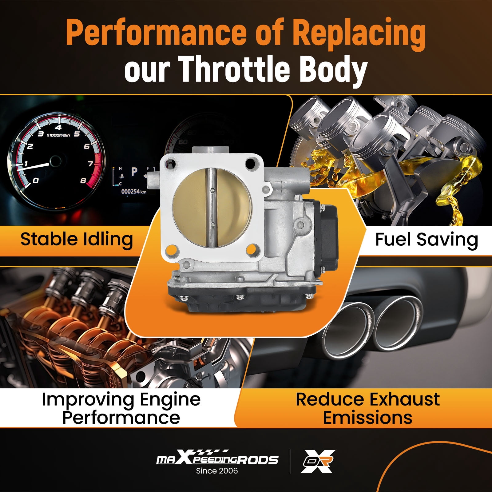 maXpeedingrods Electronic Throttle Body for Acura ILX 2013-2015 TSX 2009-2014, for Honda Accord 2008-2012 Civic 2012-2015 CR-V 2010-2014 Crosstour EX-L 2012-2015, L4 2.4L, 16400-R44-A02 15810PNEG01