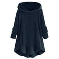thumbnail image 1 of Mrat Chandail à Capuche d'Entraînement pour Femmes Mode Hiver Chandail Col Rond Manches Longues Blouse à Capuche Mode Femmes P-67 Marine TG, 1 of 5