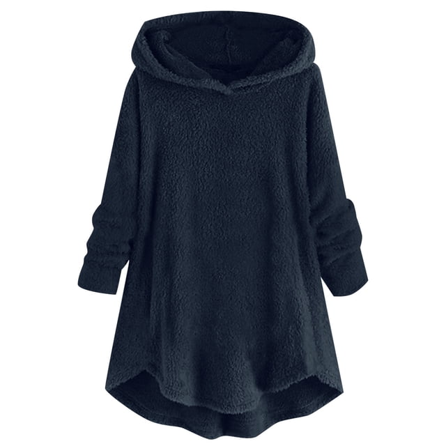 Mrat Chandail à Capuche d'Entraînement pour Femmes Mode Hiver Chandail Col Rond Manches Longues Blouse à Capuche Mode Femmes P-67 Marine TG