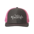 thumbnail image 1 of Christian Hat, #Faithlife, Christian Snapback, Faith Hat, Adjustable, Jesus Apparel, Ministry, Church Hat, Trucker Hat, Faith, White Text, Charcoal/Neon Pink, 1 of 1