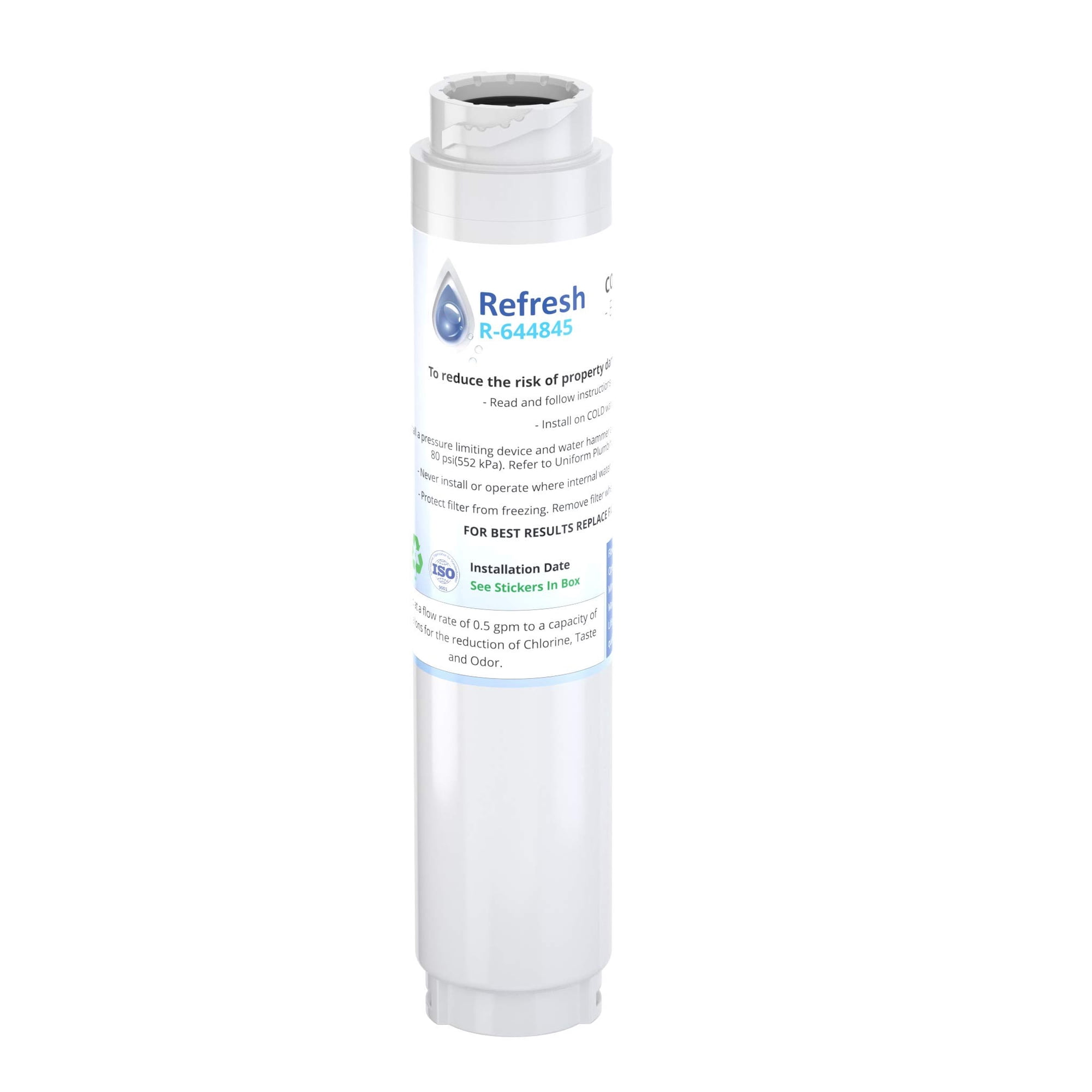 Refresh R-6448 Refrigerator Water Filter Replacement for Bosch 644845, 9000194412, 9000077104, REPLFLTR10, BORPLFTR10, NSF/ANSI 42, 6-Month, 1-Pack