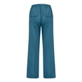 thumbnail image 4 of Women's Solid Color Loose Comfort And Linen Drawstring Elastic Waist Pocket Straight Leg Trousers Casual Pants, 4 of 4