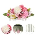 thumbnail image 3 of Unique Bargains 1 Pc Women's Flexible Simulated Flowers Side Comb for Parties Pink Polyester Fabric Iron, 3 of 4