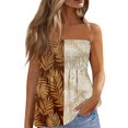 thumbnail image 1 of OIOLOYJM Womens Tube Top Spring Bandeau Strapless Hawaiian Print Peplum Top Backless Vacation Ruffle Trendy Clothes Beige XL, 1 of 4