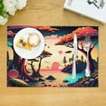 thumbnail image 3 of DouZhe Polyester Placemats Set of 4, Colorful Mushroom Trees Pattern Heat Resistant Place Mats for Dining Table, 12" x 18", 3 of 7