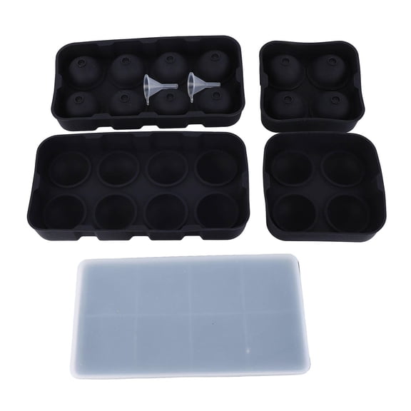 YAHHU Large Silicone Ice Cube Tray with 8 Ball & 4 Square Molds, Lid, Easy Ice Removal for Cocktails & Whiskey