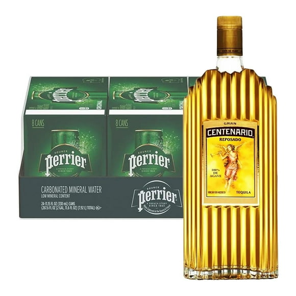 Pack 24 Agua Perrier Mineralizada Lata 330 ml Tequila Gran Centenario Reposado 950 ml