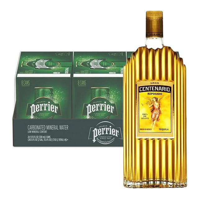 Pack 24 Agua Perrier Mineralizada Lata 330 ml Tequila Gran Centenario Reposado 950 ml