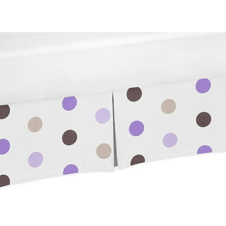 Brown And Purple Polka Dot Crib Bed Skirt Dust Ruffle For Girls