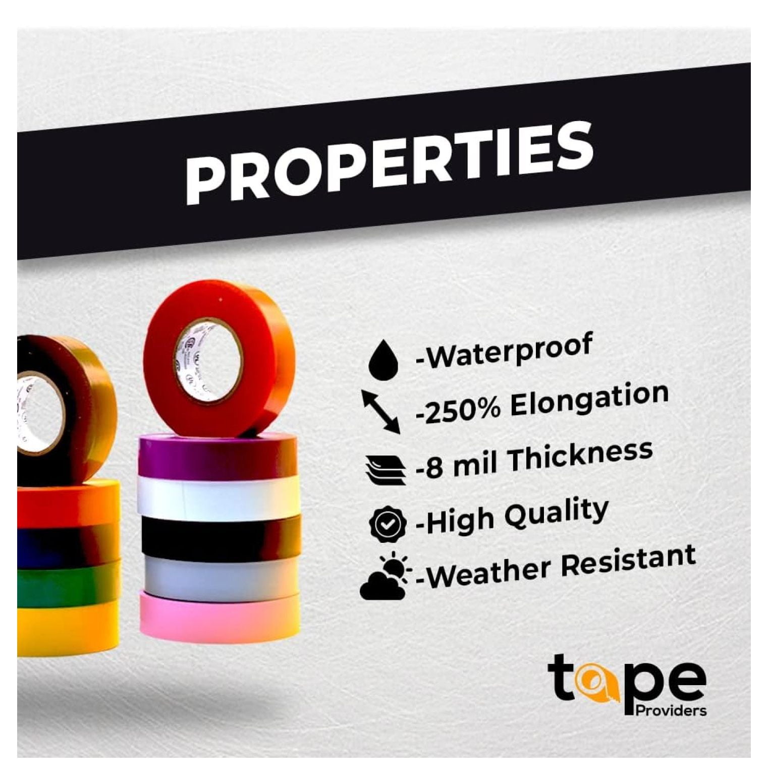 WOD ETC766 Professional Grade General Purpose Red Electrical Tape UL/CSA Listed . Vinyl Rubber Adhesive Electrical Tape: 3 inch X 66 ft - Use at No More Than 600V & 176F (Pack of 10)