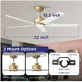 thumbnail image 4 of QRMOK 52 in. Indoor, Outdoor White LED Ceiling Fan with Remote, Reversible Quiet DC Motor and 5 Blades 3 CCT Light, 4 of 7