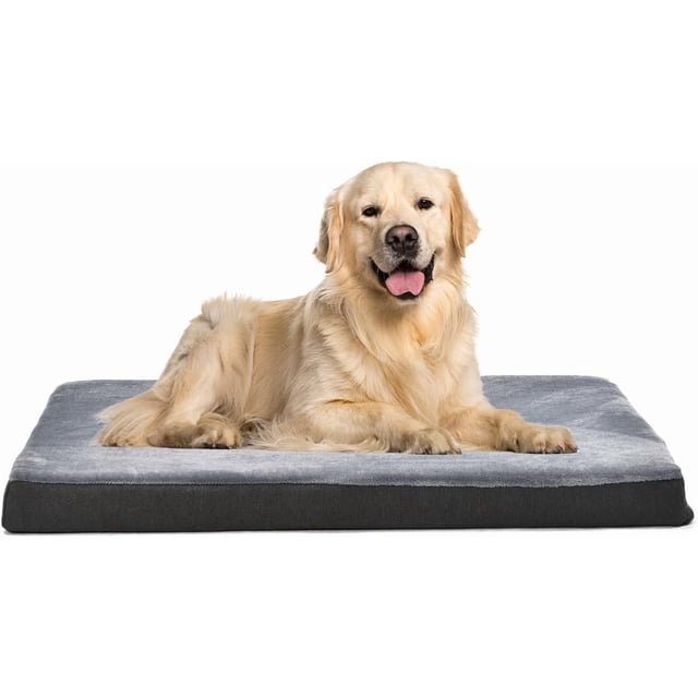 Dog Bed with Cooling Gel Memory Foam PressureRelief Support for Dogs up to lbs Bottom Machine Washable Cover Large Sized (x &#;) Grey