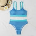 thumbnail image 6 of TOWED22 Womens High Waisted Bikini Sets Sporty Crop Top Color Block Swimwear Scoop Neck Vintage Two Piece Bathing Suits（A,S）, 6 of 8