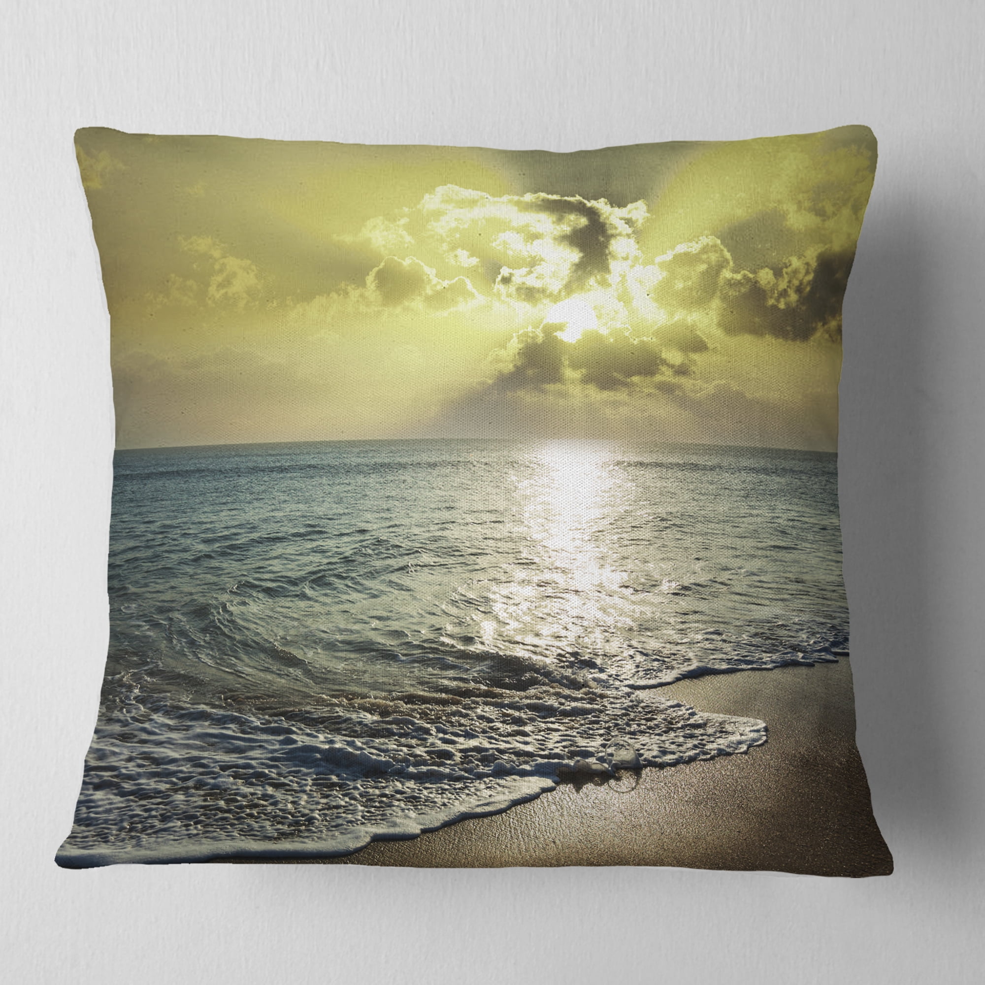 Designart 18" x 18" Yellow Polyester Throw Pillow
