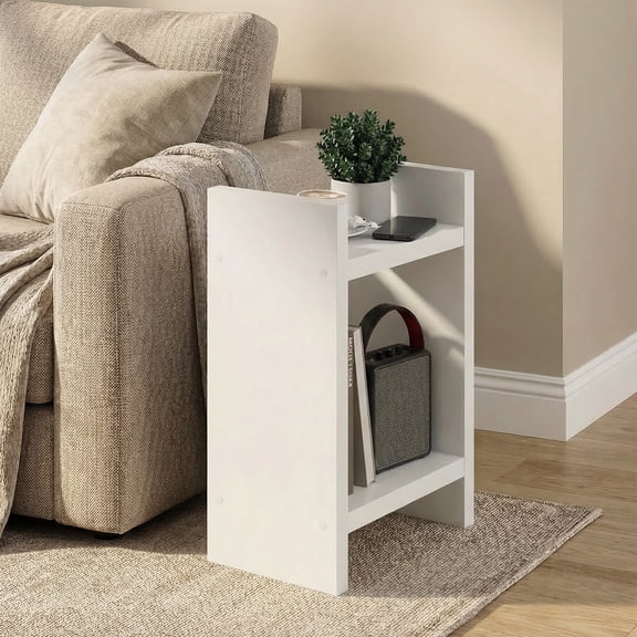 Furinno VIOLA 2-Tier Open End Table 1.2-Inch Extra Thick Frame Nightstand White