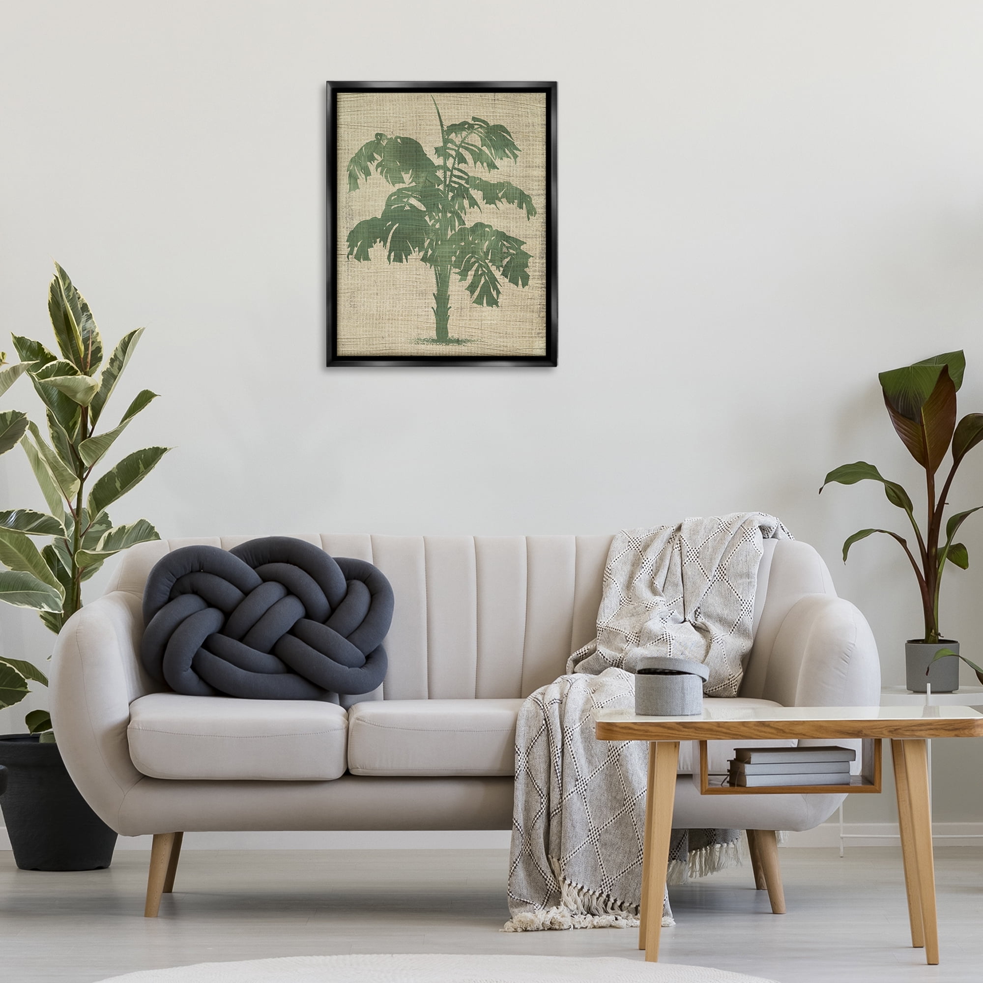 Stupell Industries Vintage Plant Silhouette Plants & Flowers Painting Black Floater Framed Canvas Art Print Wall Art, 25 x 31