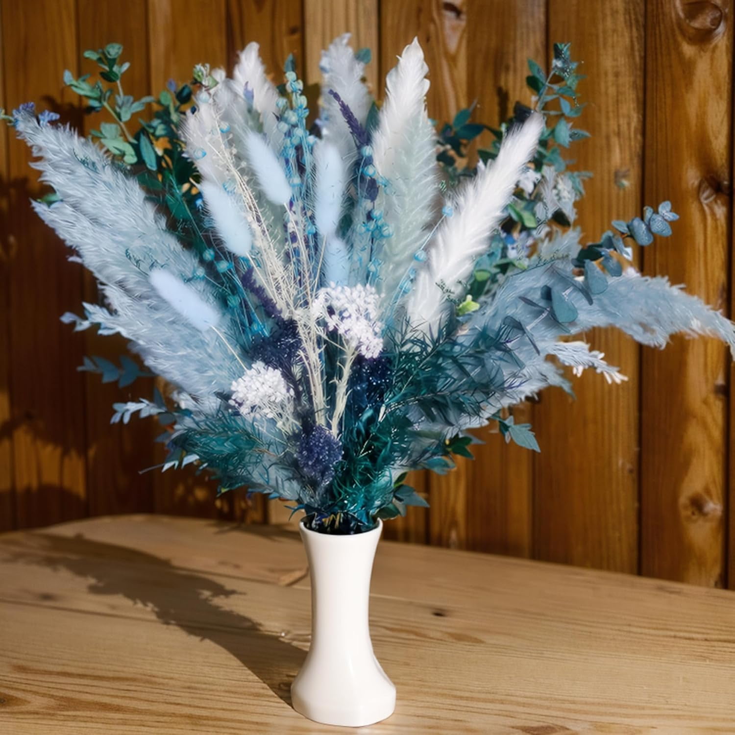 Pampas Grass Decor Dried Flowers With Blue Pampas Grass Boho Floral Arrangements For Home Office Wedding Centerpieces