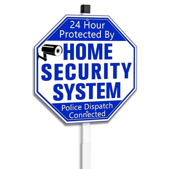 Uflashmi Protected By Home Security System Yard Sign with Stake, Security Warning Signs for House, 10"x 28", Metal