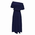 thumbnail image 2 of WTXUE Robes d'Été pour Femmes 2024, Robe d'Été pour Dames Couleur Unie Décontractée Couleur Unie à une Épaule Taille Élastique à Manches Courtes, Robe Bleue Femme, Blue2 2TG, 2 of 5