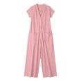 thumbnail image 7 of Guluxicc Jumpsuits for Women Casual Summer Sleeveless V Neck Button Down Overalls Beach Travel Vacation Rompers with Pockets, 7 of 7