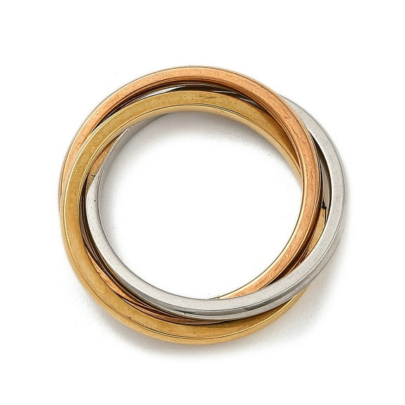 201 Stainless Steel Trinity Interlocking Ring Finger Rings Multi-color Size 8(18.1mm)