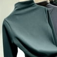 thumbnail image 5 of Women's Plain T-Shirt Blouses Slim Fitted Long Sleeve Mock Turtle Neck Layering Fall Winter Cute Tee Tops,Green,M, 5 of 5