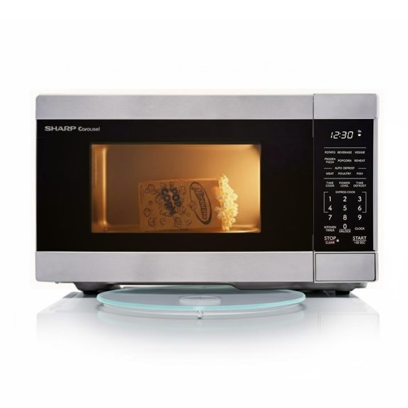 SHARP SMC1162KSC Carousel® Stainless Steel Countertop Microwave Oven, 1.1 Cu. ft., Auto-Cook & Defrost, Perfect for Small Kitchens, Dorms, Offices