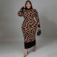 thumbnail image 2 of AURA Plus Size Plaid Print Maxi Dress Crewneck Long Sleeve Patchwork Elegant Sweet Style Long Dress for Fall Winter, 2 of 6