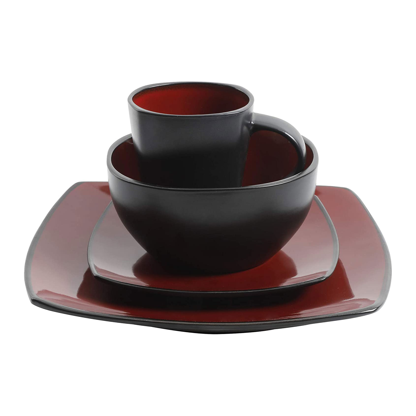 Gibson Soho Lounge Square 16-Piece Dinnerware Set - Red - image 3 of 11